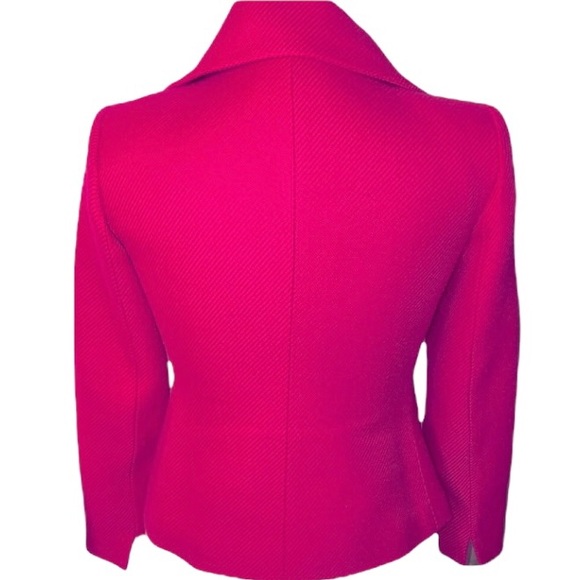 TALBOTS lined moto lined wool cropped jacket Barbiecore pink 2P - Picture 7 of 11